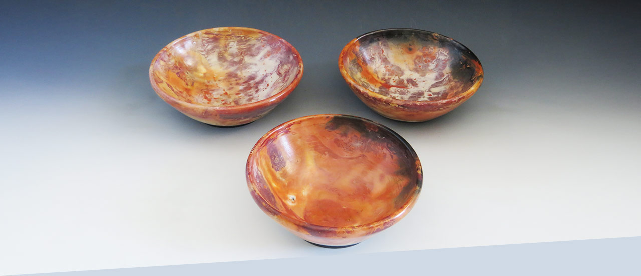 Decorative Saggar pit fired bowls